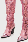 namcoverse Pink Snake Print Patchwork Modern Boots