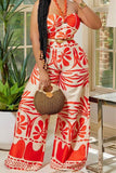 namcoverse Floral Print Retro Wide Leg Pant Suit