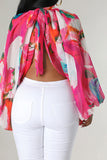 namcoverse Tie Dye Unusual High Split Blouse