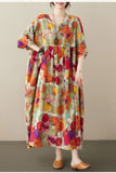 Namcoverse Oversized Summer Casual Loose Polka Dot Printed Linen Maxi Dress