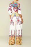 namcoverse Floral Print Shirt Collar Feminine Pant Suit