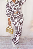 namcoverse Zebra Print Shirt Collar Stylish Pant Suit