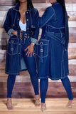 namcoverse Patchwork Classic Belted Denim Trench Coat