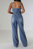 namcoverse Gradient Denim Spaghetti Strap On-trend Wide Leg Jumpsuit