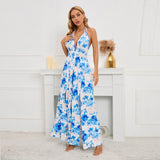 Namcoverse Women's Elegant Beach Floral Sleeveless Pocket Casual Loose Maxi Dress