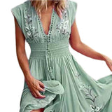 Namcoverse Bohemian Fashion Floral Print Lace Up Tassel Swing Maxi Dress