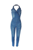 namcoverse Denim On-trend Backless Jumpsuit