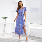 Namcoverse Summer Women's Floral Lace Casual Loose Short Sleeve Maxi Dress