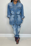 namcoverse Gradient Versatile Belted Denim Coat