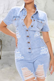 namcoverse Ripped On-trend Button Thru Denim Romper