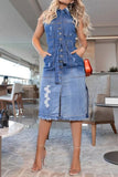 namcoverse Blue Modern Cut-Out Midi Dress