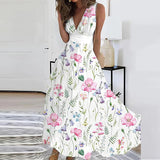 Namcoverse Fashion Elegant High Waist Party Print Temperament Swing A-Line Maxi Dress