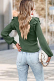 namcoverse Ruffled Shoulder Crew Neck Sweater