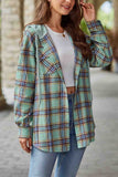 namcoverse Hooded Plaid Button Up Blouse