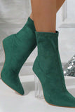 namcoverse Crystal Heel Stretch Mid Calf Skinny Boots