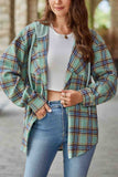 namcoverse Hooded Plaid Button Up Blouse