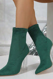 namcoverse Crystal Heel Stretch Mid Calf Skinny Boots