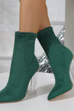 namcoverse Crystal Heel Stretch Mid Calf Skinny Boots