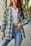 namcoverse Hooded Plaid Button Up Blouse