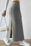 namcoverse Solid Color Slit Knitted Skirt