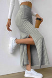 namcoverse Solid Color Slit Knitted Skirt