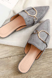 namcoverse Suede Pointed Metal Buckle Mule Slides