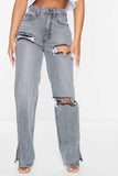 namcoverse Ripped Slit High Waist Flared Jeans
