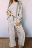 namcoverse Solid Color Long Sleeve Long Pant Textured Set