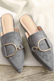 namcoverse Suede Pointed Metal Buckle Mule Slides