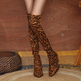 namcoverse namcoverse Autumn Boots  Women's Boots Heel Boots Daily Over The Knee Boots Winter High Heel Pointed Toe Leopard Tiger Leopard White leopard Tiger pattern