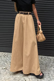 namcoverse Solid Color High Waist A-Line Maxi Skirt