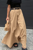 namcoverse Solid Color High Waist A-Line Maxi Skirt