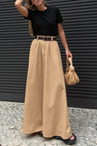 namcoverse Solid Color High Waist A-Line Maxi Skirt