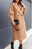 namcoverse Solid Double Breasted Lapel Long Coat