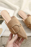 namcoverse Suede Pointed Metal Buckle Mule Slides