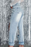 namcoverse Rhinestone Chain Ripped Jeans