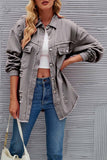 namcoverse Washed Long Sleeve Ripped Tassels Denim Jacket