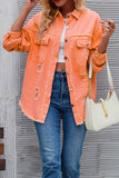 namcoverse Washed Long Sleeve Ripped Tassels Denim Jacket