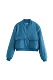 namcoverse Solid Color Pocket Stand Collar Jacket