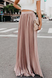 namcoverse Solid Color High Waist Pleated Maxi Skirt