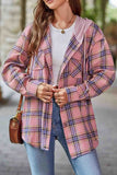 namcoverse Hooded Plaid Button Up Blouse