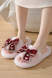 namcoverse Bow Heart Slip-on Fuzzy Slippers