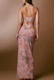 namcoverse Halterneck Butterfly Backless Midi Dress