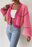 namcoverse Long Sleeve Open-Front Patchwork Knit Cardigan