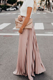 namcoverse Solid Color High Waist Pleated Maxi Skirt