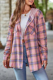 namcoverse Hooded Plaid Button Up Blouse
