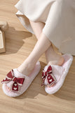 namcoverse Bow Heart Slip-on Fuzzy Slippers