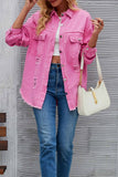 namcoverse Washed Long Sleeve Ripped Tassels Denim Jacket