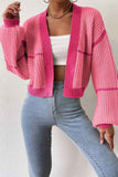 namcoverse Long Sleeve Open-Front Patchwork Knit Cardigan