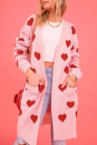 namcoverse Heart Open Front Pocket Long Cardigan